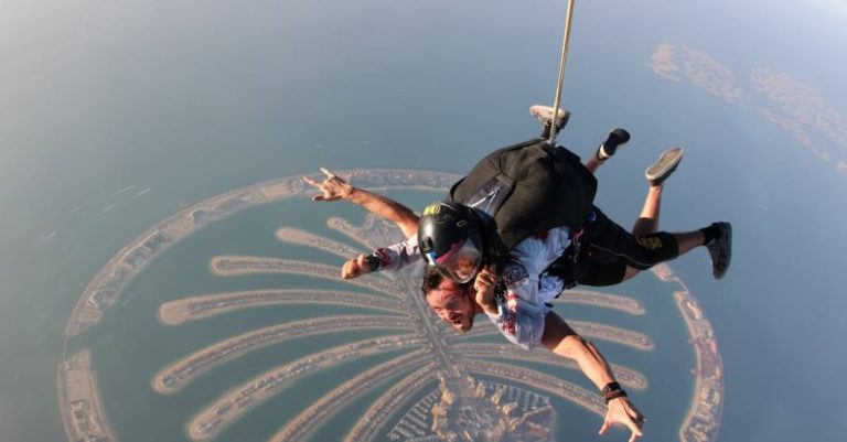 Skydiving over the Palm Islands, Dubai