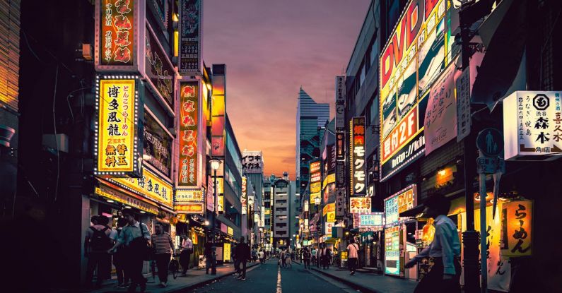 Tokyo Night - People Walking on Street Near Buildings