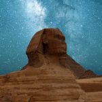 Sphinx Pyramid - Great Sphinx Of Giza Under Blue Starry Sky