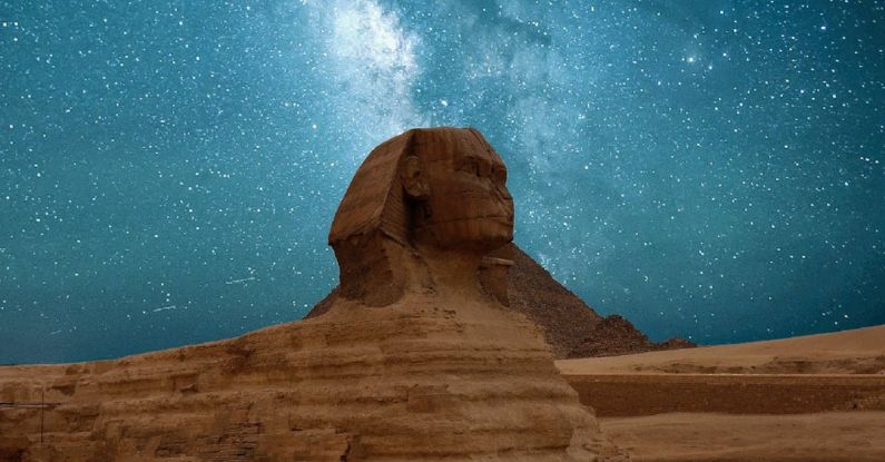 Sphinx Pyramid - Great Sphinx Of Giza Under Blue Starry Sky